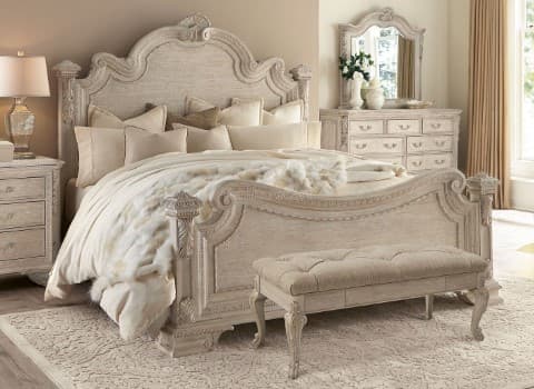 سرویس خواب؛ مدرن سلطنتی دارای تخت میز آرایش کمد