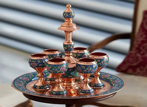 ظروف مسی نقاشی شده؛ سینی بشقاب درمان آرتروز قابل ترمیم