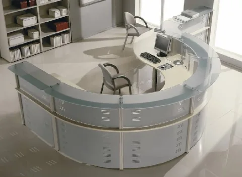 میز اداری نیم هلال؛ هایگلاس فایبر گلاس سطح وسیع (60*73) سانتی متر