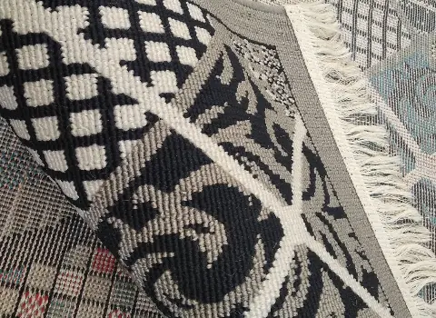 گلیم آشپزخانه رنگ طوسی؛ کلاسیک مدرن (3 1 2) متری مستعطیلی مربع