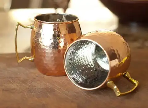 ظروف مسی چکش کاری شده (کم خونی فقر آهن) لیوان پارچ سینی بزرگ