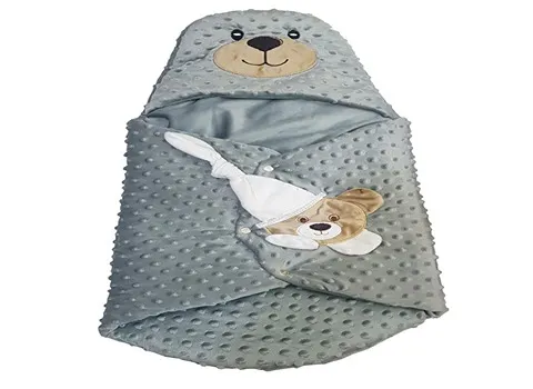 پتو گلبافت نوزادی طوسی؛ ساده گل برجسته لطافت گرمای مطبوع