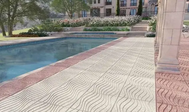 موزاییک حیاط ویلا؛ سفید قرمز مقاومت بالا 4 نوع (سیمانی شیار دار پلاکی شسته)