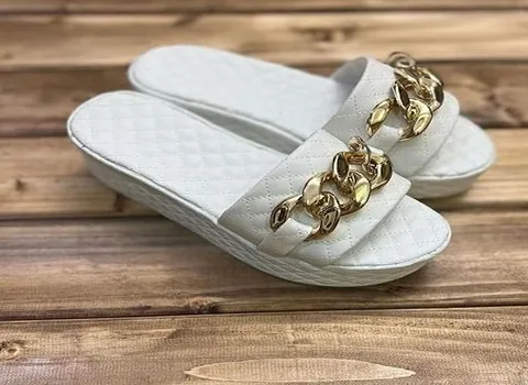 دمپایی صندل سفید؛ لژدار اسپرت ساده 2 جنس پلاستیکی پارچه ای