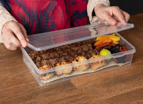 ظروف یکبار مصرف گیاهی درب دار؛ کاغذی (فومی پلاستیکی) کرم Pvc