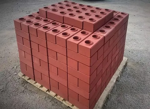 آجر پازلی اردکان (نسوز) قرمز زرد نما ساختمان 2 نوع سوراخ دار سفال