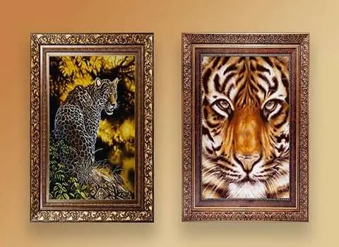 تابلو فرش حیوانات وحشی؛ دستباف ابریشمی ظریف ابعاد (50 * 70) cm