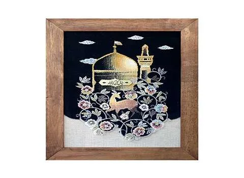 تابلو فرش حرم امام رضا؛ تکه ای قاب PVC چوبی (14*14 24*35) 