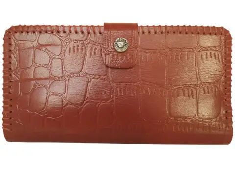 کیف پول زنانه چرم؛ سفید قهوه ای روشن 2 نوع دستی ماشینی