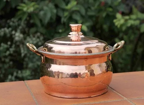 ظروف مسی یزد؛ بشقاب قاشق قابلمه 2 سایز بزرگ کوچک copper