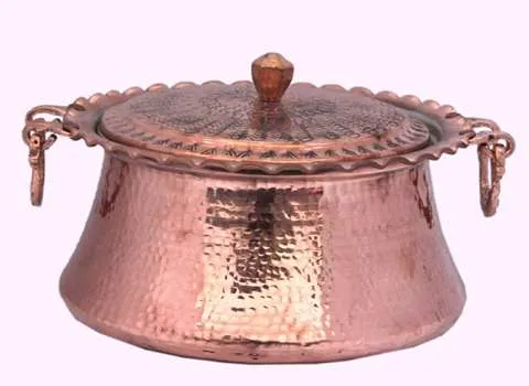 قابلمه مسی ده نفره؛ ساده طرح دار بادوام ضخیم شستشوی آسان
