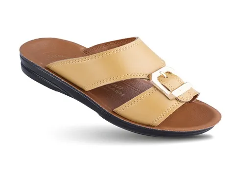 صندل عربی مردانه؛ چرم مصنوعی طبیعی 2 نوع دست دوز صنعتی firmly