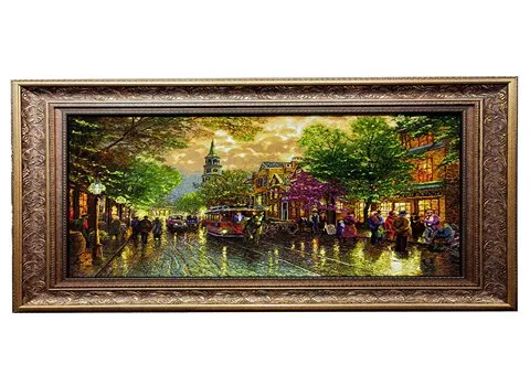 تابلو فرش خیابان شانزلیزه؛ نخ ابریشمی 2 نوع دستبافت ماشینی