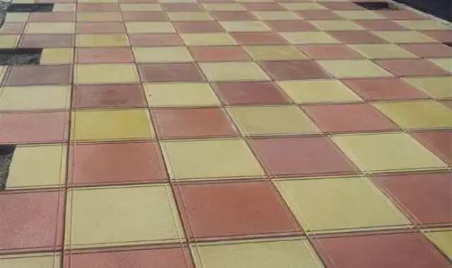 موزاییک حیاط اصفهان (کفپوش) مربع دو لایه 2 مدل شیاردار ساده Isfahan