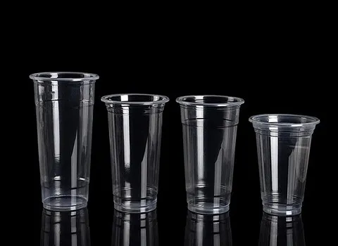 لیوان یکبار مصرف پلاستیکی بزرگ؛ مات (سفید کرم) شربت آبمیوه شفاف