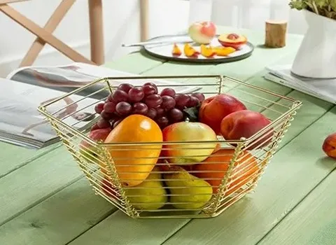 سبد میوه طلایی؛ مسی استیل پلاستیکی 2 شکل گرد مربع