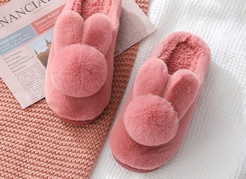 دمپایی پشمی خرگوشی ؛ زیره ضخیم (مقاوم) رنگبندی صورتی سفید طوسی مشکی