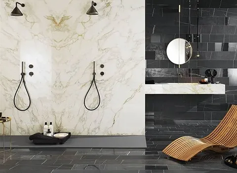 سنگ سیاه ساختمانی؛ بافت فشرده وزن بالا 2 مدل طرح دار ساده Black