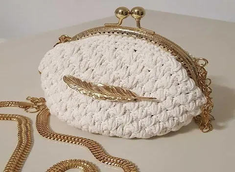 کیف مکرومه مدل صدفی Bag ضخیم کاموایی قابل شستشو