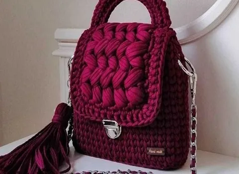 کیف بافتنی مکرومه؛ نخ الیاف گره ای ماندگاری بالا چرم bead