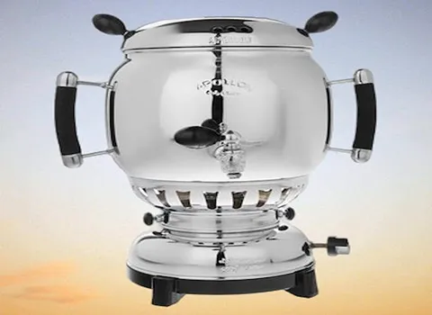 سماور گازی آپولون؛ استیل ساده ترموکوبل دار پایه باکالیت 5 لیتری Apollo