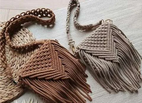 کیف مکرومه؛ دوام بالا شکل مربعی گرد مستطیلی سایز (کوچک بزرگ متوسط)