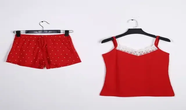 تاپ و شلوارک زنانه عمده؛ نخی ابریشیمی 3 نوع بند دار مجلسی یقه رومی