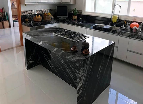 سنگ مرمریت مشکی تیهو؛ دیوار ستون مات شیشه ای Simcan