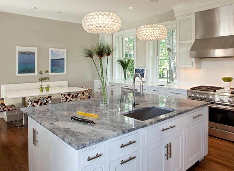 سنگ مرمر صفحه کابینت؛ مدرن کلاسیک براق سفید طوسی