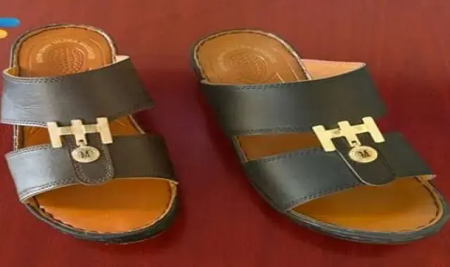 دمپایی صندل عربی مردانه؛ پسرانه 2 رنگ قهوه ای مشکی کفی استاندارد رویه چرم Slippers