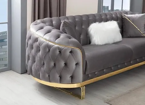 مبل چستر قهوه ای روشن؛ راحتی پارچه (مخمل کتان) مقاوم