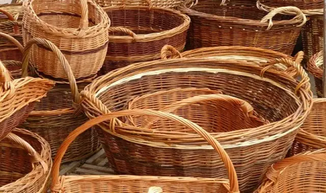 سبد حصیری 2 طرح چوبی پلاستیکی سایز بزرگ + قیمت ارزان