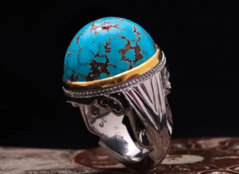 خرید انگشتر نقره فیروزه مردانه با قیمت استثنایی