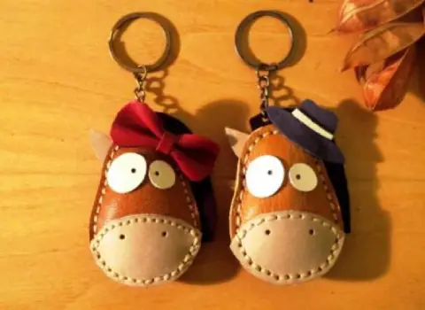 جاکلیدی چرم طبیعی؛ مردانه زنانه وزن سبک لوگو خودرو حلقه دار Natural