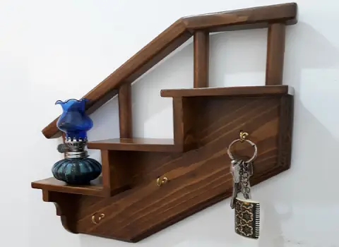 جاکلیدی ام دی اف (اکسسوری) طرح دار ساده 2 رنگ قهوه ای کرم