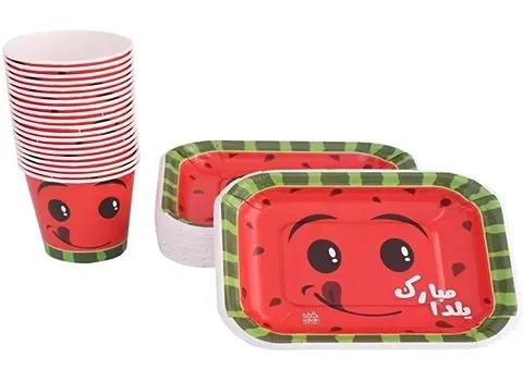 خرید عمده ظروف یکبار مصرف طرح شب یلدا با بهترین شرایط