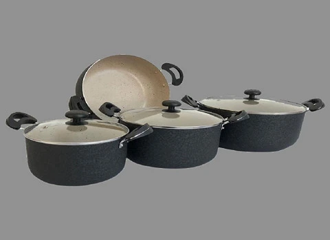 قابلمه تفلون ضد خش؛ پخت آسان 2 رنگ مشکی قرمز Steel