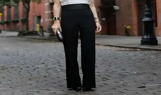 شلوار زنانه مشکی شیک؛ بوت کات سندبادی اسلش جین پارچه ای Casual