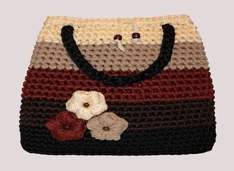 کیف بافتنی با نخ مکرومه؛ زنانه مردانه اندازه متوسط کوچک بادوام 2 نوع دستی صنعتی