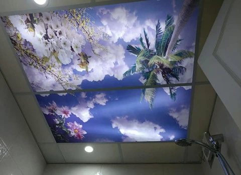 کاشی سه بعدی سقف؛ ساده طرح دار 2 رنگ سفید مشکی مقاوم برابر ضربه