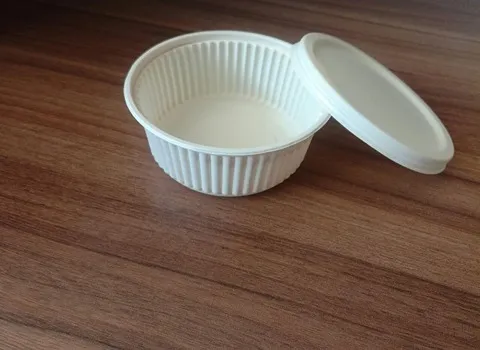 ظروف یکبار مصرف گیاهی درب دار؛ کاغذی فومی 2 رنگ سبز سفید