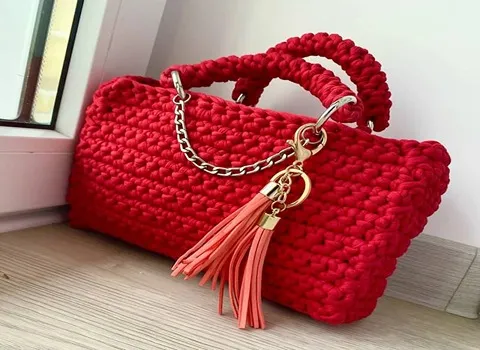 کیف مکرومه مجلسی Bag سبک مقاوم مدل گرد مجلسی رنگ (تاریک روشن)