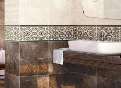 کاشی سرویس بهداشتی جدید تبریز (سرامیک) طوسی سفید 2 طرح شیک کلاسیک