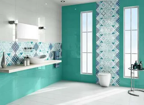 کاشی فیروزه ای ساده؛ سبک 3 کاربرد حوض حمام استخر 2 ابعاد (30*30 10*10)