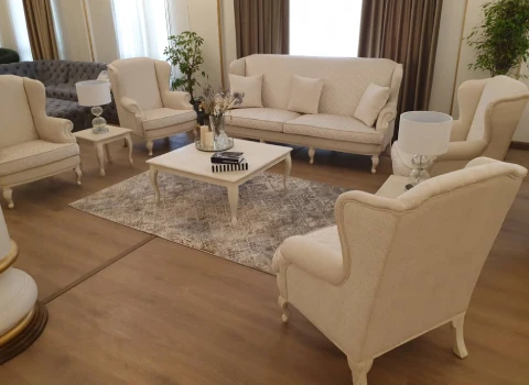 مبل کویین پارچه ای؛ راش چرم مخمل فوم سرد اسفنج Wet