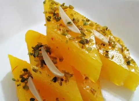 دستور پخت کامل مسقطی لاری زعفرانی گردویی