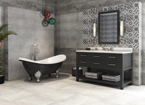 کاشی سرامیک طوسی سفید؛ مات براق قابل شست شو ضد حریق