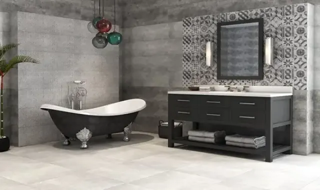 کاشی سرامیک طوسی سفید؛ مات براق قابل شست شو ضد حریق