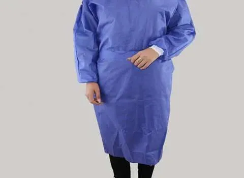 گان جراح ساده؛ پنبه پلی استر اسپان باند 2 رنگ آبی سبز