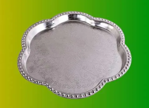 سینی مسی قطر 40؛ قلم زنی چکش کاری مناسب پذیرایی مجلس